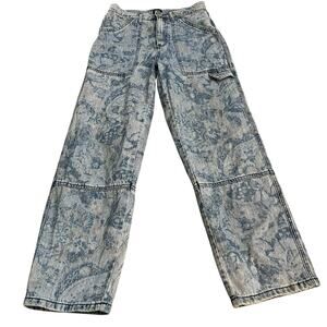 BDG High Rise Baggy Jeans 27 Paisley Floral Straight Utility Pocket Carpenter